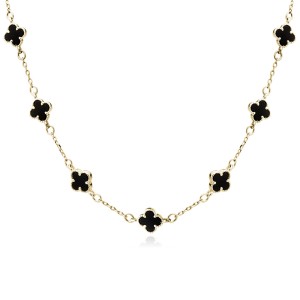 Colier placat cu aur galben din argint cu trifoi cu email negru DiAmanti Z2225NG_O-DIA (Argint 925‰ 3 g.)